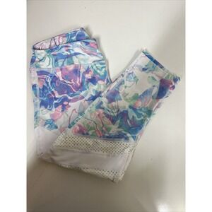 NWT TheFreeYoga Fun Swirls Open Holes Capri Pants Running Casual Womens SZ‎ M
